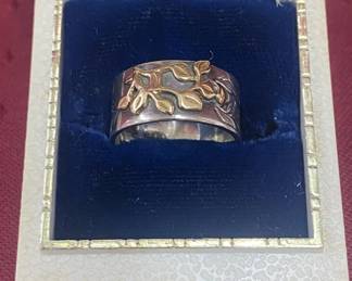Sterling Silver Ring w/ 14 KT Gold 
