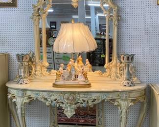 Console Table w/Mirror - 34 1/2" tall, 67" wide-Mirror is 56" tall