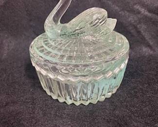 Glass Swan Powder Dish 