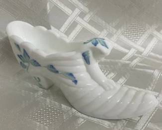 Fenton Artist Signed Milk Glass Shoe