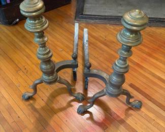 Brass Andirons -19th cent.