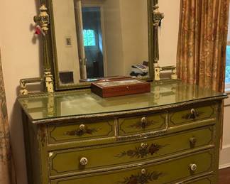 Vintage Painted Chest with Mirror