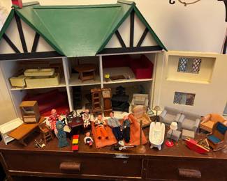 Sweet Tudor Doll House with a great selection of Vintage Doll House Furniture
