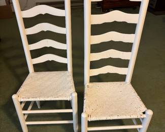 Pair of Painted Ladder Back Chairs