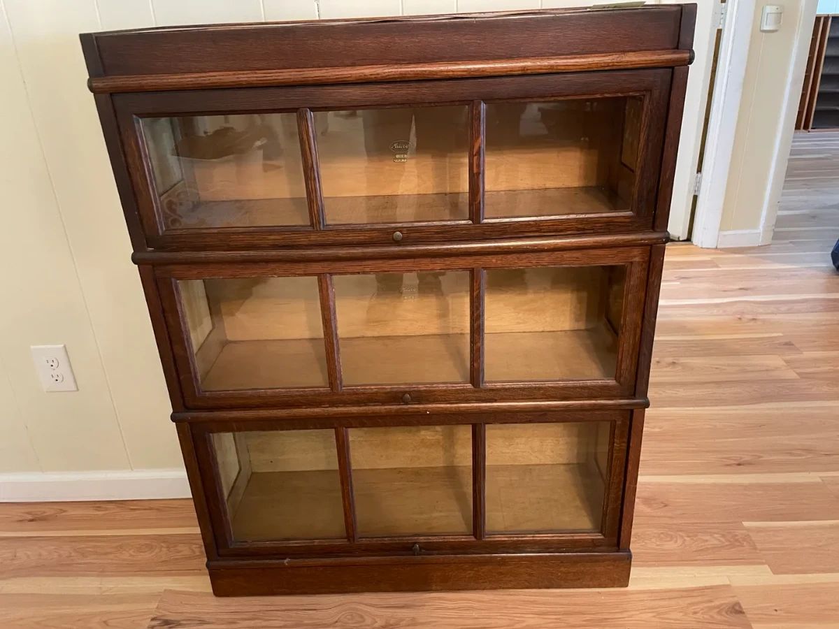 001 Antique 3 Section Stacking Barrister Bookcase By Macey