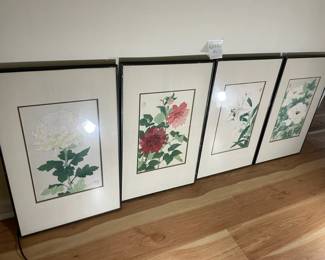 Set Of 4 Japanese Woodblock Prints By Shodo Kawarazaki