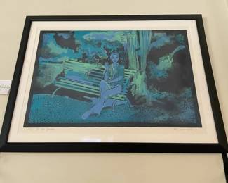 Signed Lithograph In The Garden By Francoise Gilot