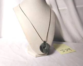 Agate And Sterling Silver Pendant Necklace