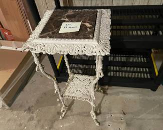 White Wrought Iron Plant Stand With Marble Top