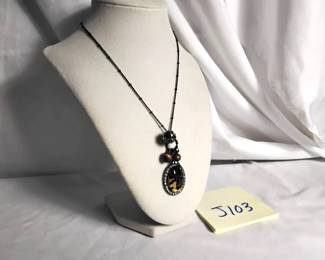 Dark Chain And Large Pendant Necklace