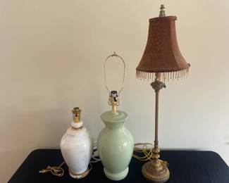 Lot Of Three Lamps, One Is Marble