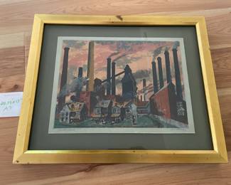 Signed And Framed Print Smoke Stacks By Harry Sternberg