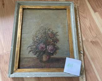 Framed Still Life Painting On Wood
