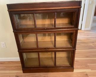 001 Antique 3 Section Stacking Barrister Bookcase By Macey