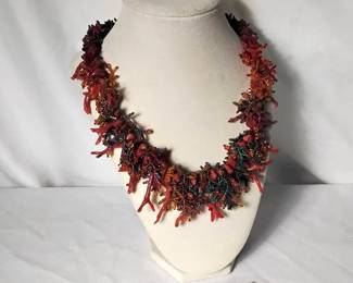 Handcrafted Coral And Beaded Necklace