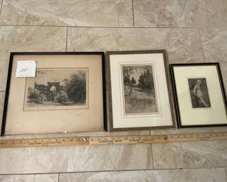 Three Engravings one Frame Broken