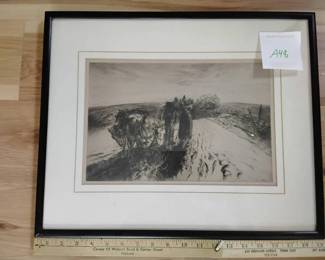 Signed Framed Original Etching By John E. Costigan Titled When Day Is Done