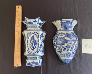 Two Blue Wall Pockets