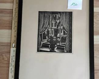 Vintage 1930s Woodcut Print titled A Charleston Window by Charles William Smith