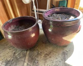 Two Large Matching Red Planters