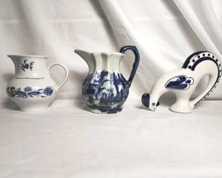 Three Vintage Blue And White Small Ceramics Including One From The USSR