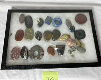 Display With Gemstones And Glass Pendants