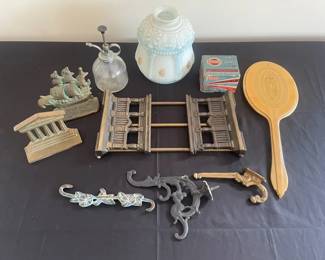 Lot Of Various Antique And Vintage Items Including A Light Shade