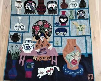 Folk Art Tapestry Depicting An Interior