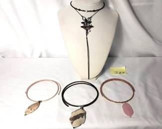 Lot Of Four Handcrafted Beaded Wire Chokers