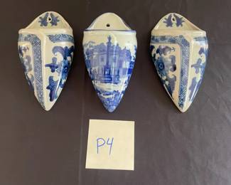 Lot Of 3 Blue Scenic Wall Pockets
