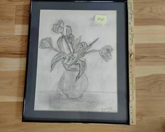 Framed Pencil Scetch Still Life