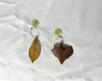 Gold And Copper Dipped Leaf Pendants