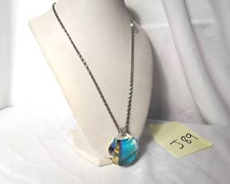 Necklace With Large Glass Shell Pendant