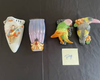 Lot Of Japanese Lusterware Wall Pockets