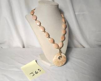 Handcrafted Tan Colored Natural Stone Necklace