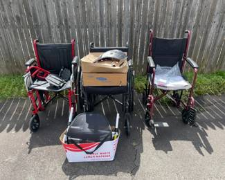 Three Wheelchairs And Accessories