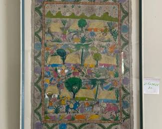 Signed Vintage Bark Painting
