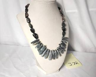 Handcrafted Kyonite And Rough Tourmaline Necklace