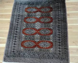 Gray And Red Wool Rug