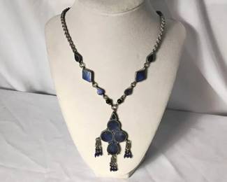 Blue Stone And Silver Toned Necklace
