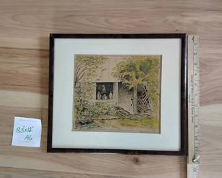 Signed Framed Art Dated 1939 Titled The Cellar Door