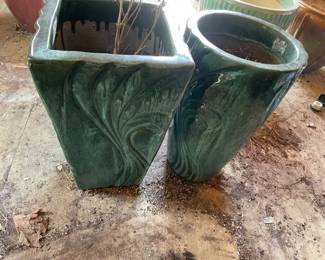 Green Square And Round Planters