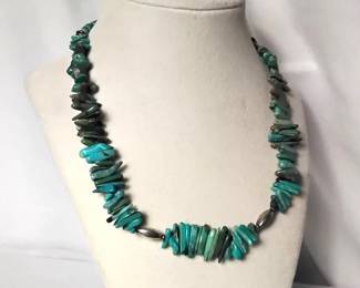 Handcrafted Turquoise And Silver Necklace