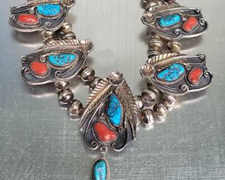 Turquoise and coral necklace