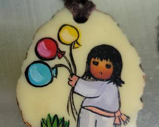 Vintage N. De Grazia hand painted pendant