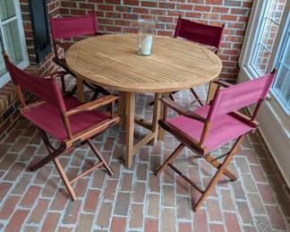 Round Folding Table with Director's Chairs