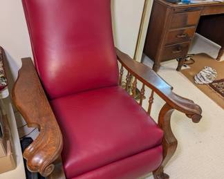Antique Victorian Oak Morris Reclining Chair