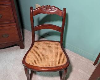 Carved Back Chair with Cane Seat