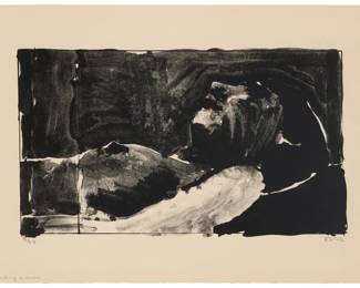 8 Richard Diebenkorn (1922-1993) "Reclining Woman," 1962 Lithograph on paper Edition: 2/20 (there were also 9 Tamarind impressions) Signed with initials, titled "Sleeping Woman," dated "62," and numbered, all in pencil in the lower margin: RD; Bohuslav Horak, Los Angeles, CA, prntr; Tamarind Lithography Workshop, Inc., Los Angeles, CA, pub., with the blindstamps of both the printer and publisher in the lower margin Image: 13" H x 22.375" W; Sheet: 19" H x 28" W Estimate: $1,000 - $1,500