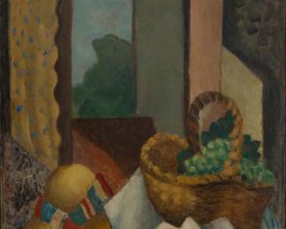 40 Roger Bissière (1886-1964) Still life with fruit basket, 1923 Oil on board Signed lower right: Bissière 31.5" H x 19" W Estimate: $3,000 - $5,000